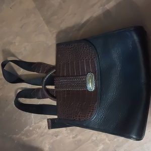 Vintage Brighton Black/ Brown  Leather Backpack Purse